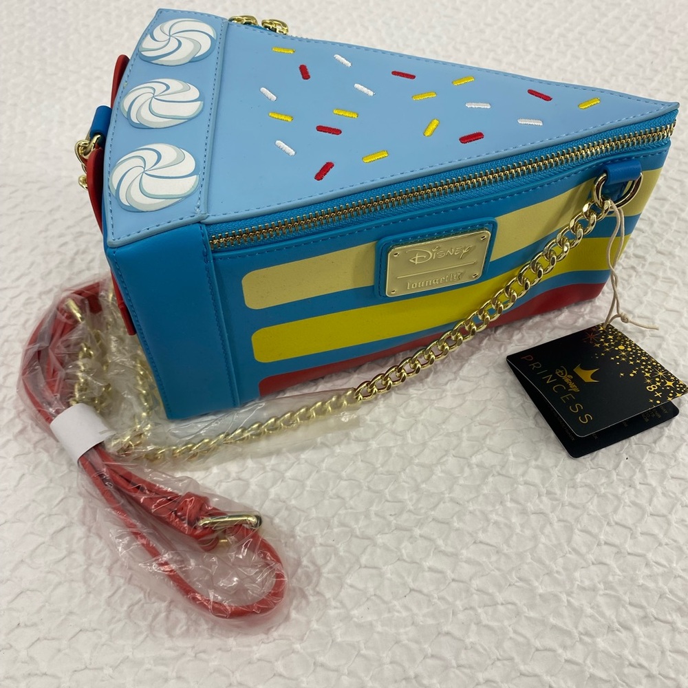 Loungefly Disney Snow White Cosplay Cake faux leather crossbody bag NWT